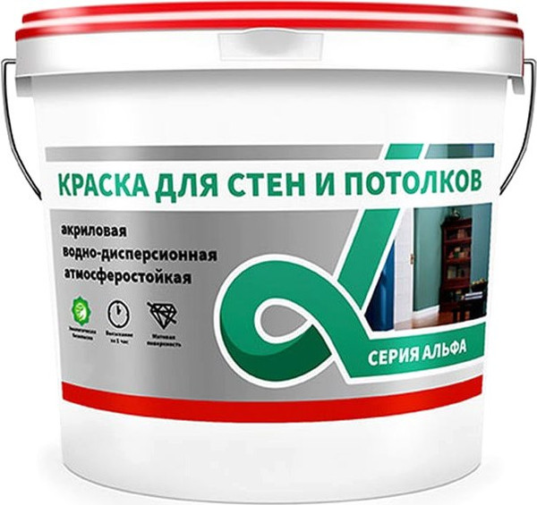 Изображение товара Краска Alfavit Акриловая для стен и потолков (3кг, супербелый)