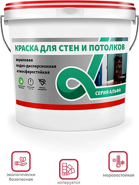 Изображение товара Краска Alfavit Акриловая для стен и потолков (6.5кг, супербелый)
