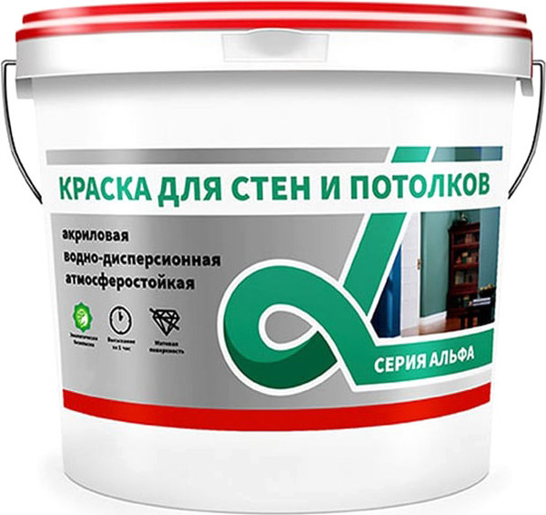 Изображение товара Краска Alfavit Акриловая для стен и потолков (6.5кг, супербелый)