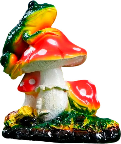 Изображение товара Фигурка для сада Хорошие сувениры Три мухомора с лягушкой / 460048