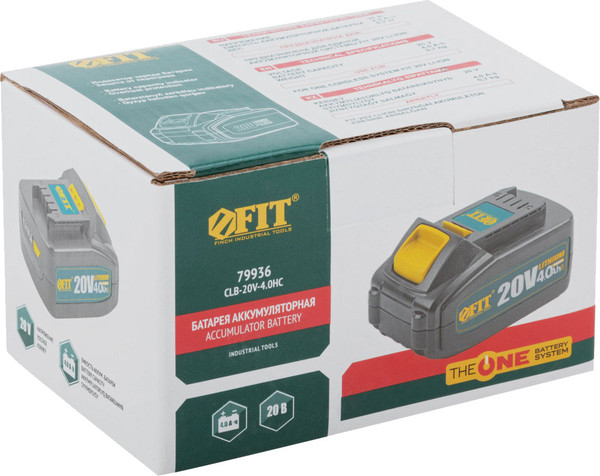 Изображение товара Аккумулятор для электроинструмента FIT 20В Li-Ion 4.0Ач 0.7кг / 79936