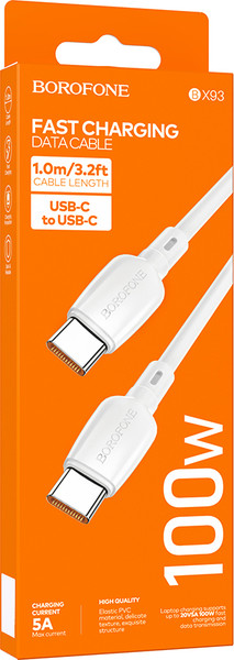 Изображение товара Кабель Borofone BX93 Type-C to Type-C 100W (белый)