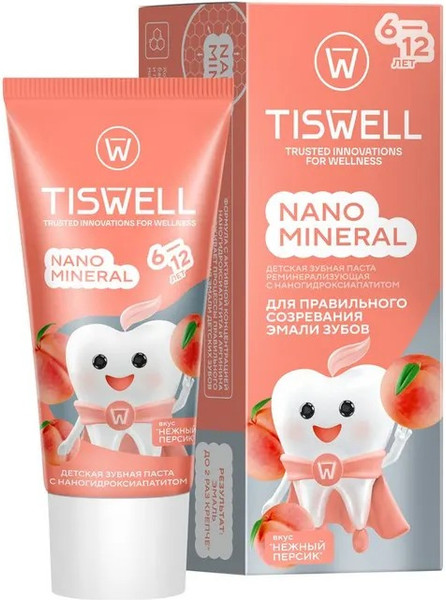 Изображение товара Зубная паста Tiswell Нежный персик Детская с 6 лет (60г)