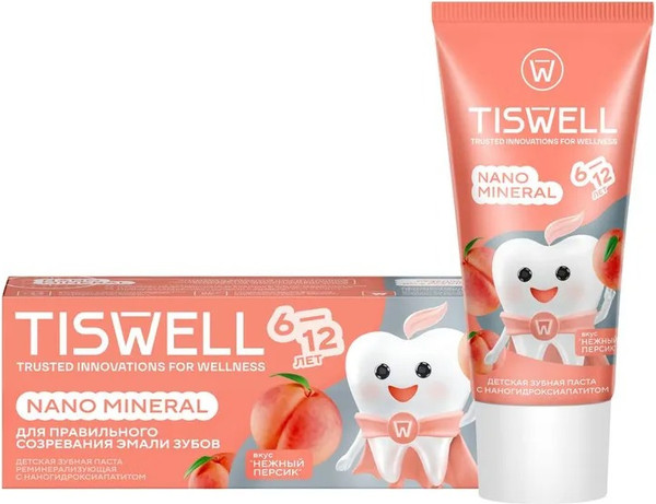 Изображение товара Зубная паста Tiswell Нежный персик Детская с 6 лет (60г)