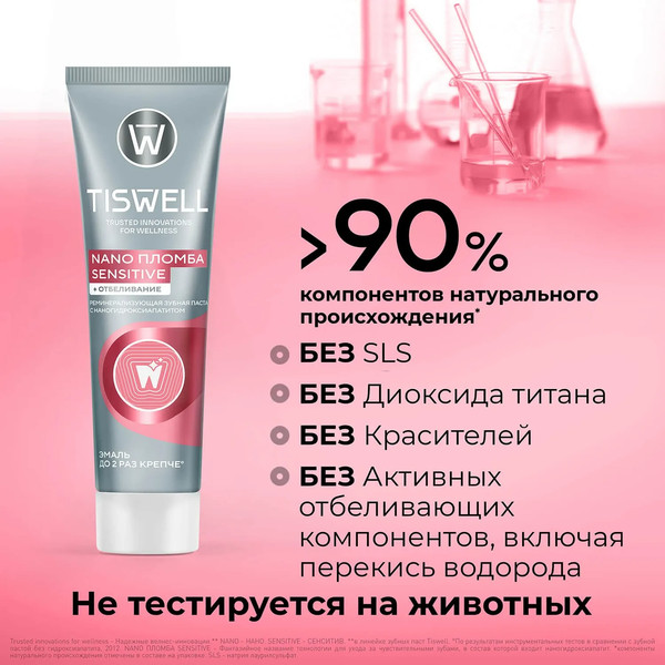 Изображение товара Зубная паста Tiswell Реминерализ. с наногидроксиапатитом д/чувств. зубов+отбеливание (110г)