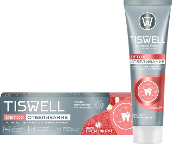 Изображение товара Зубная паста Tiswell Вкус грейпфрута отбеливающая с каолином (110г)