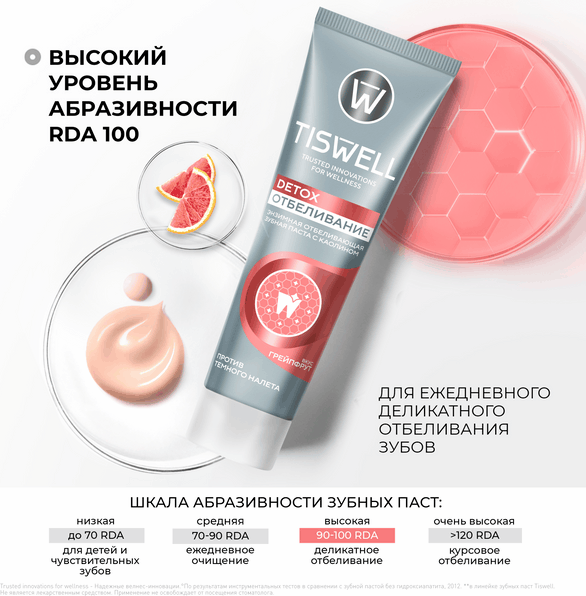 Изображение товара Зубная паста Tiswell Вкус грейпфрута отбеливающая с каолином (110г)