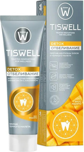 Изображение товара Зубная паста Tiswell Вкус манго отбеливающая с каолином (110г)
