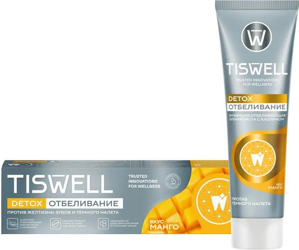 Изображение товара Зубная паста Tiswell Вкус манго отбеливающая с каолином (110г)