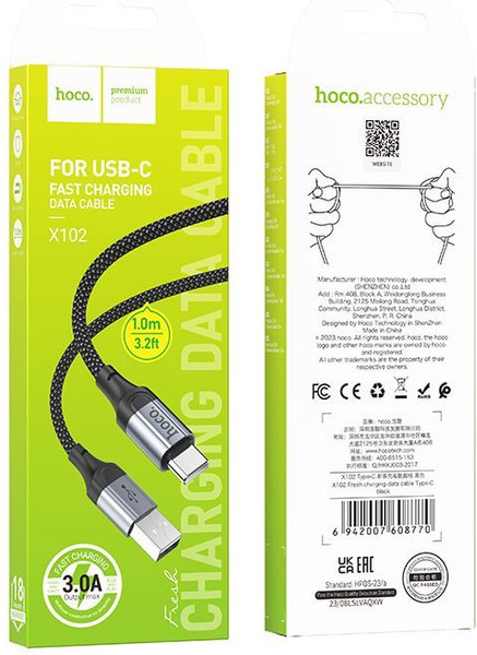 Изображение товара Кабель Hoco X102 Type-C (1м, черный)