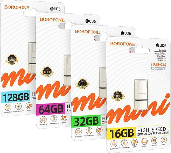 Изображение товара USB flash накопитель Borofone BUD6 64Gb USB 3.0 (металлик)