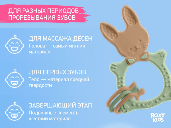 Изображение товара Прорезыватель для зубов ROXY-KIDS Bunny / RBT-001OB (оливковый)