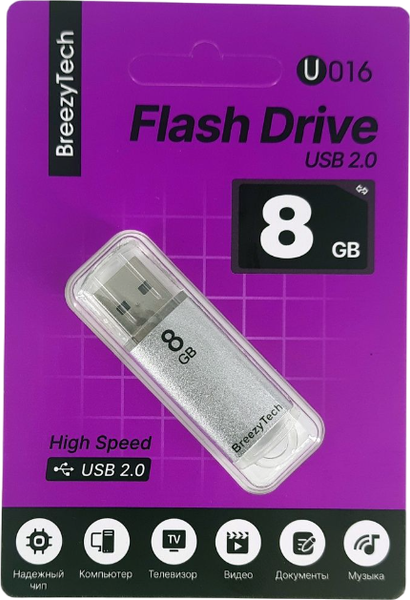 Изображение товара USB flash накопитель BreezyTech U016 8GB (серебро)