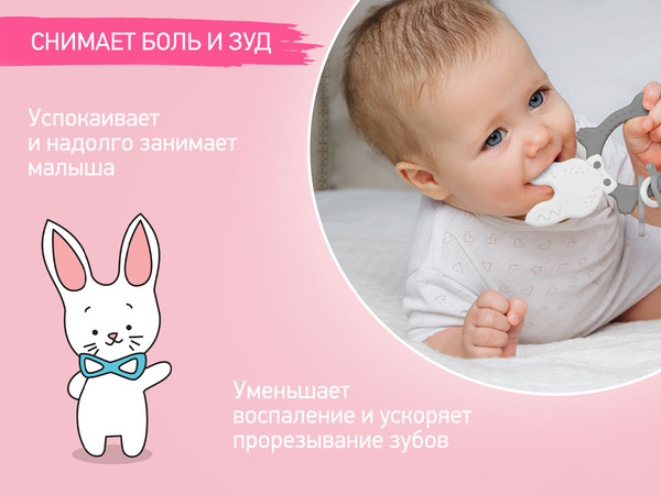 Изображение товара Прорезыватель для зубов ROXY-KIDS Bunny / RBT-001G (серый)