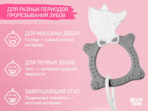 Изображение товара Прорезыватель для зубов ROXY-KIDS Fox / RBT20032 (серый)