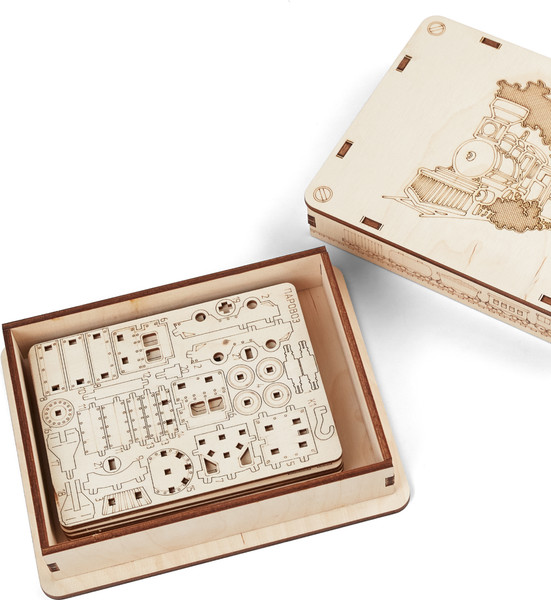 Изображение товара Сборная модель Drovo Паровоз с вагонами 6 в 1 / DR031