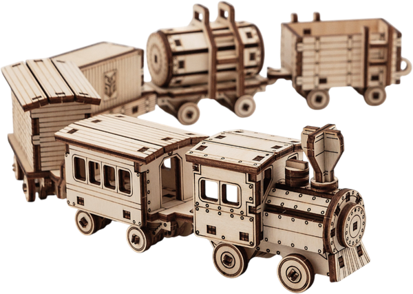 Изображение товара Сборная модель Drovo Паровоз с вагонами 6 в 1 / DR031