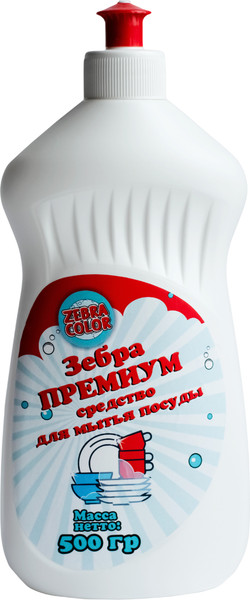 Изображение товара Средство для мытья посуды Zebracolor Зебра Премиум (500г)