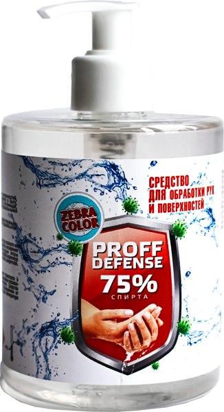 Изображение товара Дезинфицирующее средство Zebracolor Для обработки рук и поверхностей Профф Дифенс (430г)