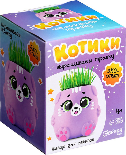 Изображение товара Набор для выращивания растений Эврики Выращиваем травку. Котики / 9415586