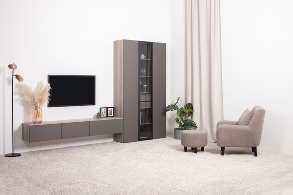 Изображение товара Тумба Mobi Роквуд под ТВ 16.54.02 (эмили блаш U9135/графит мягкая шагрень 2998 ПВХ)