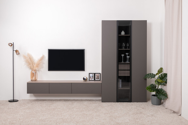 Изображение товара Тумба Mobi Роквуд под ТВ 16.54.02 (эмили блаш U9135/графит мягкая шагрень 2998 ПВХ)