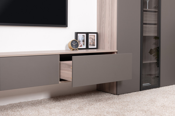 Изображение товара Тумба Mobi Роквуд под ТВ 16.54.02 (эмили блаш U9135/графит мягкая шагрень 2998 ПВХ)