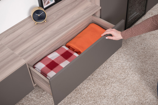 Изображение товара Тумба Mobi Роквуд под ТВ 16.54.02 (эмили блаш U9135/графит мягкая шагрень 2998 ПВХ)