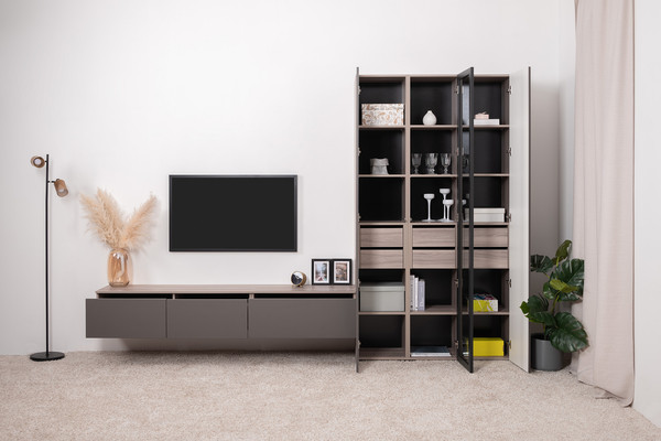 Изображение товара Тумба Mobi Роквуд под ТВ 16.54.02 (эмили блаш U9135/графит мягкая шагрень 2998 ПВХ)