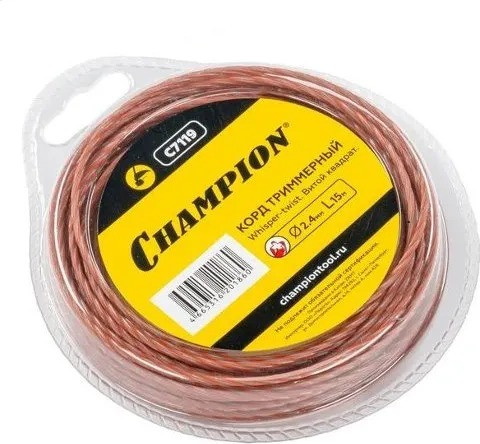 Изображение товара Леска для триммера Champion Whisper-twist 2.4мм / C7120 (87м)