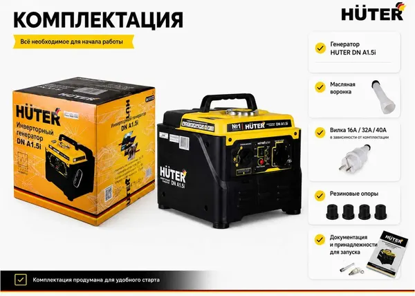 Изображение товара Инверторный генератор Huter DN А1.5i (64/10/22)