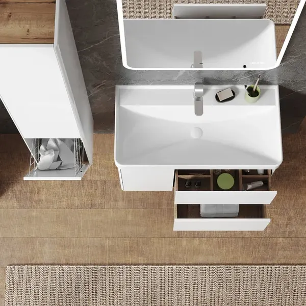 Изображение товара Тумба с умывальником Briz Сенсе 90 / 248 03-20090-20 00 БЕЛ