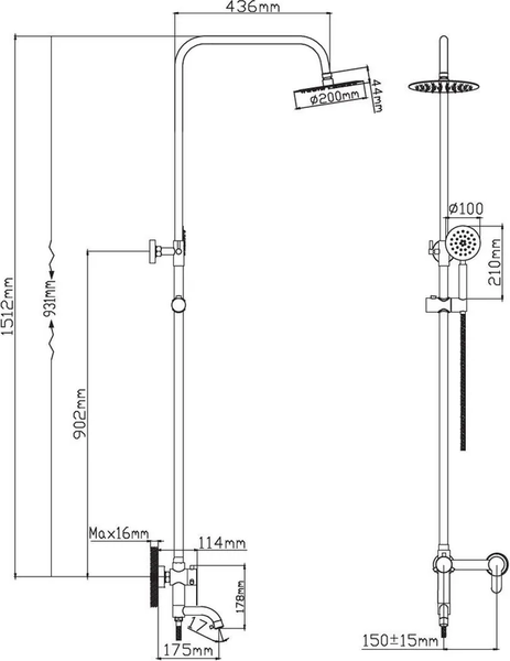 Изображение товара Душевая система со смесителем Diadonna D65-35006S