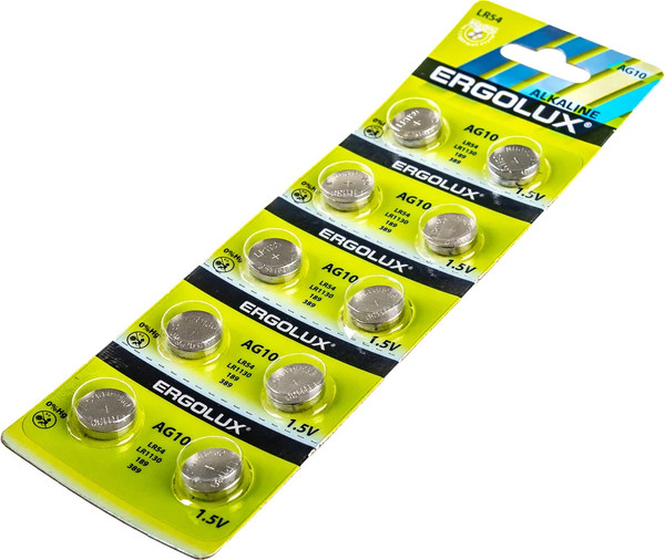 Изображение товара Комплект батареек Ergolux AG10 BL-10 / 14321