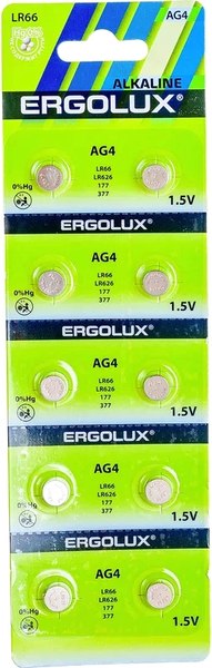Изображение товара Комплект батареек Ergolux AG 4 BL-10 / 14315