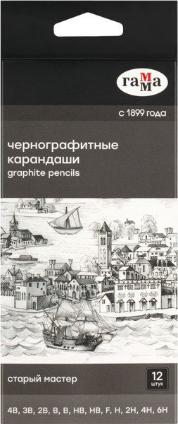 Изображение товара Набор простых карандашей ГАММА 130422M_4B-6H (12шт)