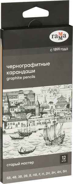 Изображение товара Набор простых карандашей ГАММА 130422_5B-5H (12шт)