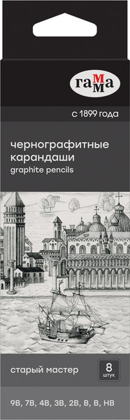 Изображение товара Набор простых карандашей ГАММА 130422_9B-HB (8шт)