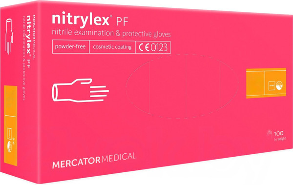 Изображение товара Перчатки одноразовые Mercator Nitrylex PF текстурированные нестерильные неопудренные (L, розовый)