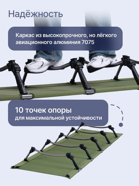 Изображение товара Раскладушка туристическая RoadLike Solid / 434115 (зеленый)