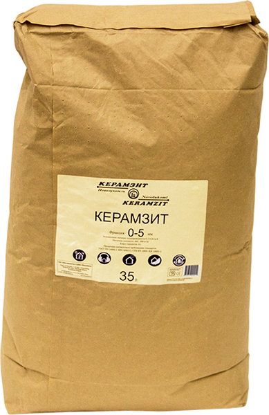 Изображение товара Керамзит ЗКГ Новолукомль Фасованный 0/5мм 0.035м.куб (35л/20кг)