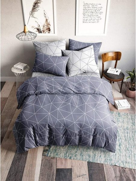 Изображение товара Комплект постельного белья Ночь нежна Грань 1.5сп 70x70 / 500141-2+500142-1 (серый)