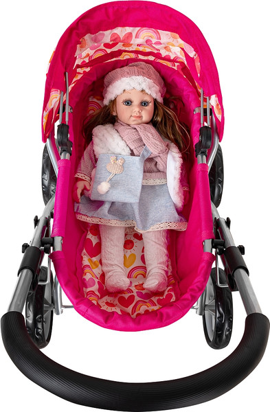 Изображение товара Коляска для куклы Pituso 9325A-Pink-2024 (розовый/сердечки)