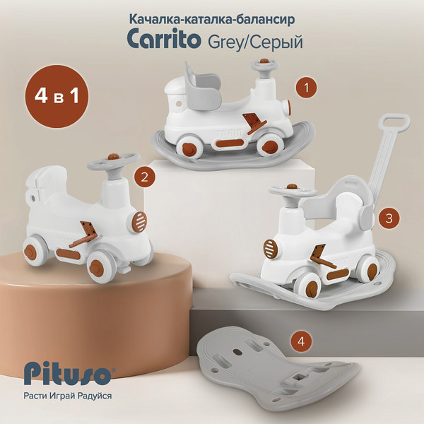 Изображение товара Качалка-каталка Pituso Паровозик / YY-HT01-1 (серый)