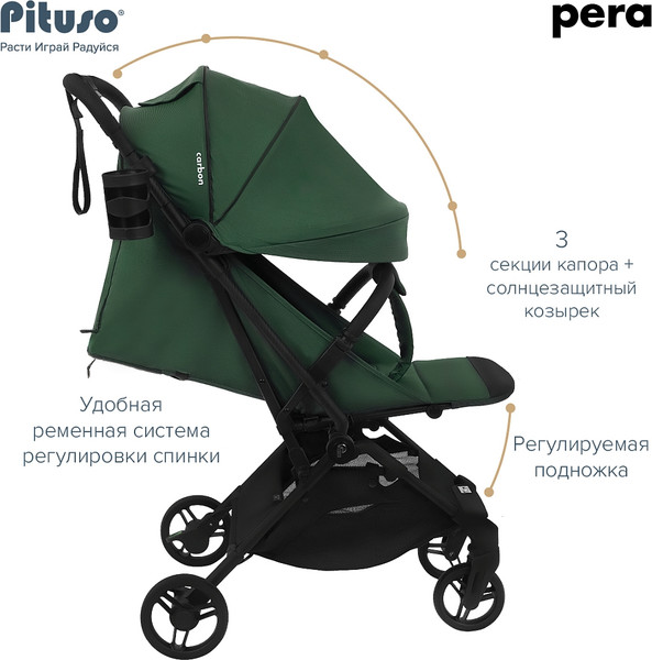 Изображение товара Детская прогулочная коляска Pituso Pera / X-33/БК/Army green (зеленый)