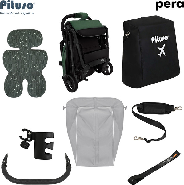 Изображение товара Детская прогулочная коляска Pituso Pera / X-33/БК/Army green (зеленый)