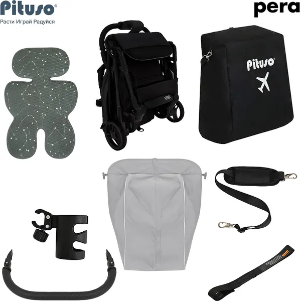 Изображение товара Детская прогулочная коляска Pituso Pera / X-33/БК/Black New (черный)