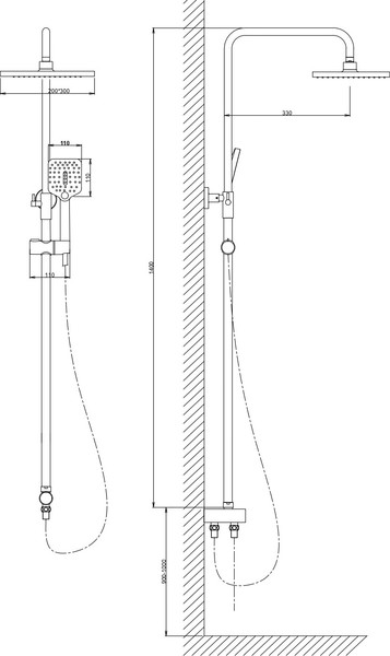 Изображение товара Душевая система со смесителем Voda VST1000-10Black