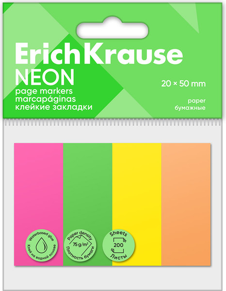 Изображение товара Стикеры канцелярские Erich Krause Neon / 61562