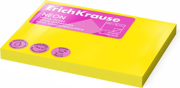 Изображение товара Стикеры канцелярские Erich Krause Neon / 61718 (желтый)